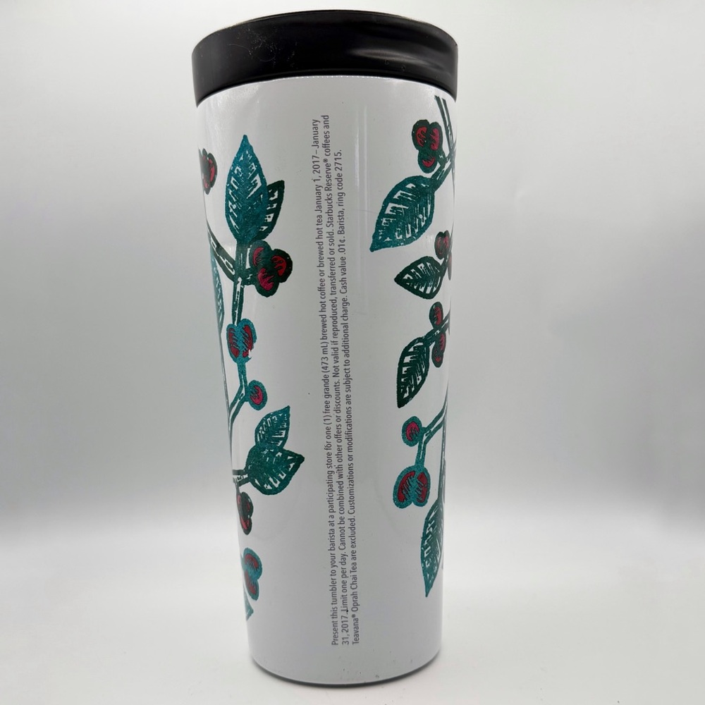 Starbucks 2016 holiday insulated stainless steel tumbler White Holly Berry 16 oz - Picture 3 of 8